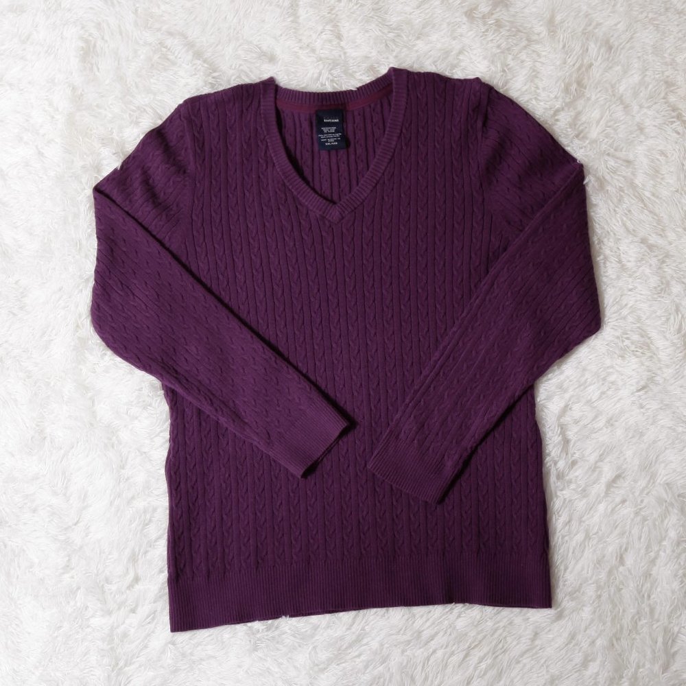 Basic Editions long sleeve ribbed sweater v-neck